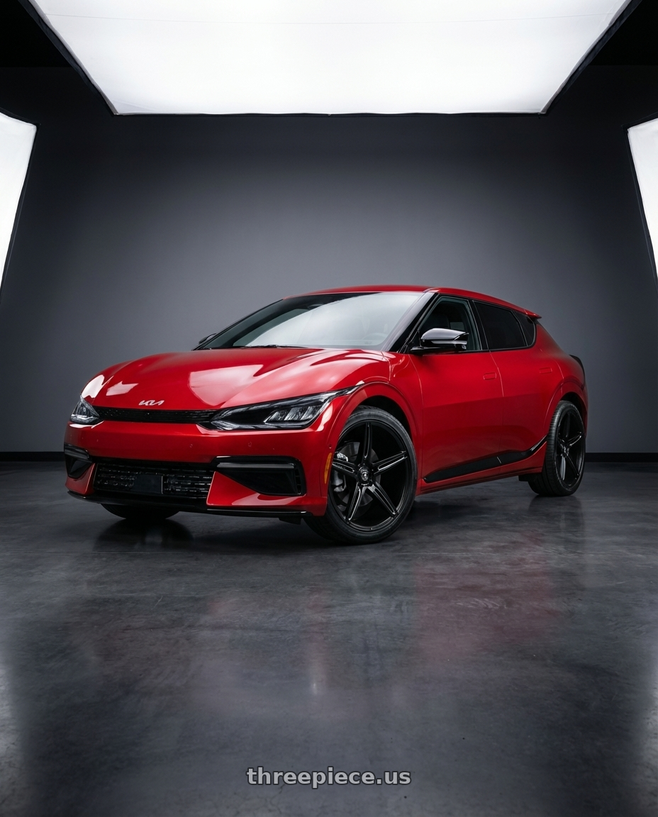 2024 kia ev6 with Asanti Black ABL-22 ALPHA 5 5X112 20X8.5 +38 GLOSS BLACK MILLED wheels