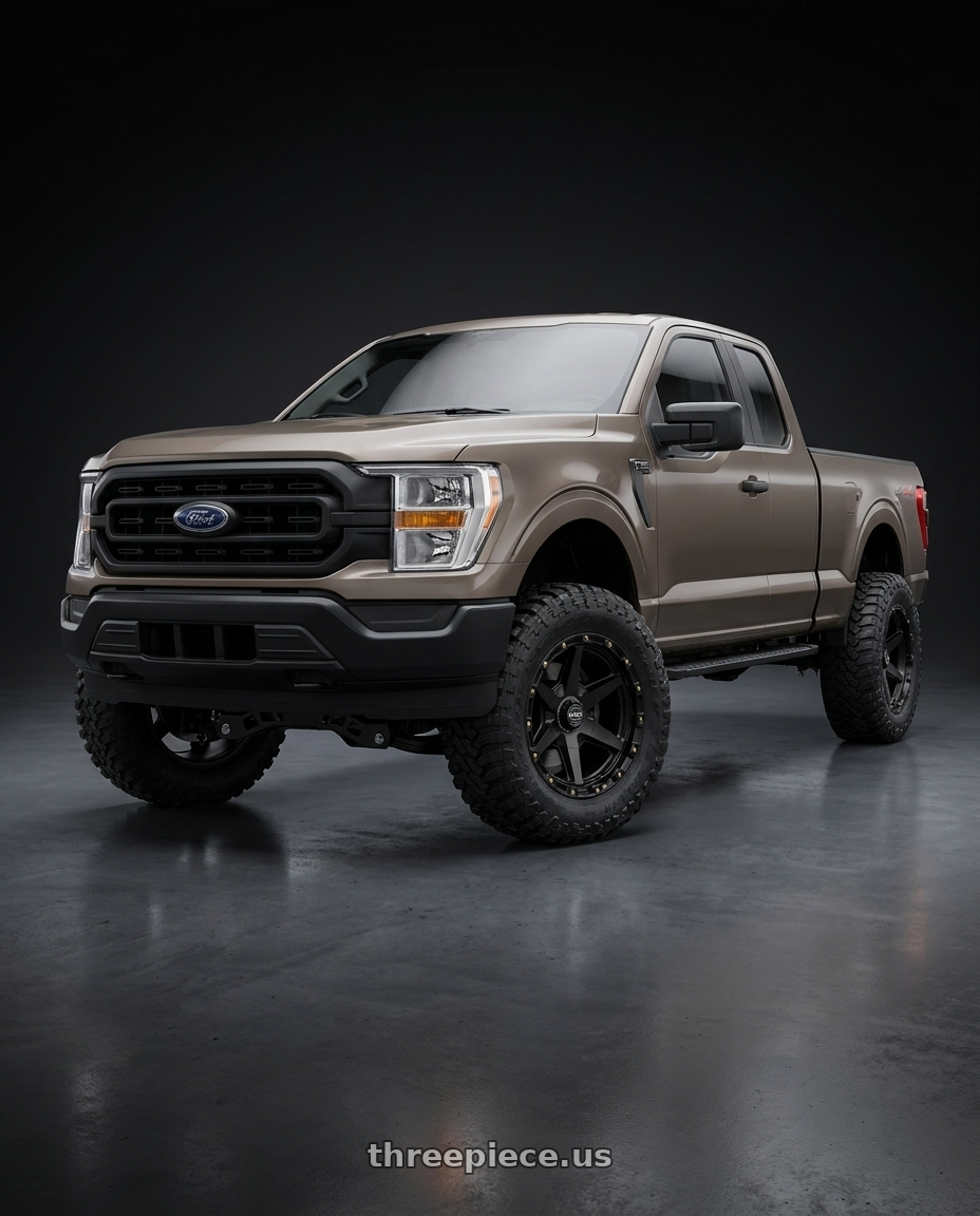 2013 Ford F-150 with KMC KM101 TEMPO 6X135/6X139.7 20X9 +0 SATIN BLACK wheels