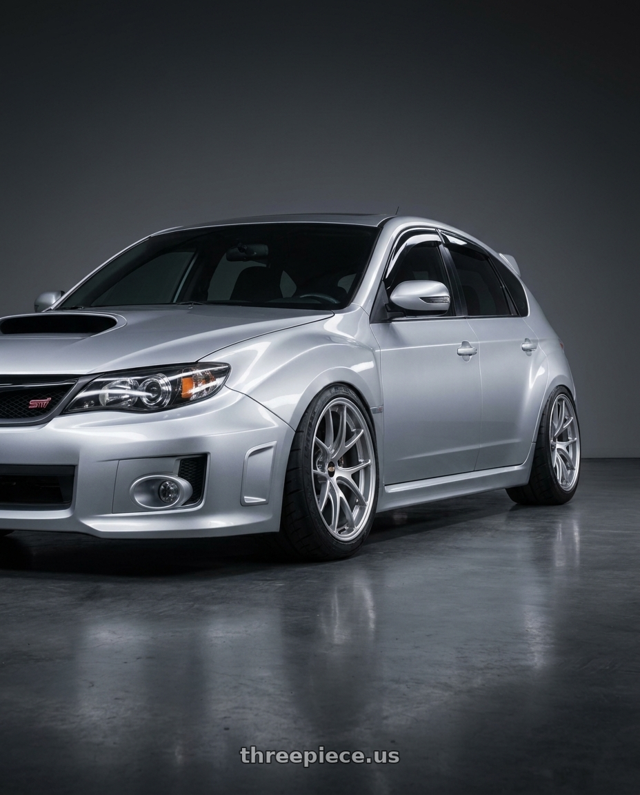 2013 subaru wrx sti with BBS RI-A 5x114.3 18x9.5 +22 Diamond Silver wheels