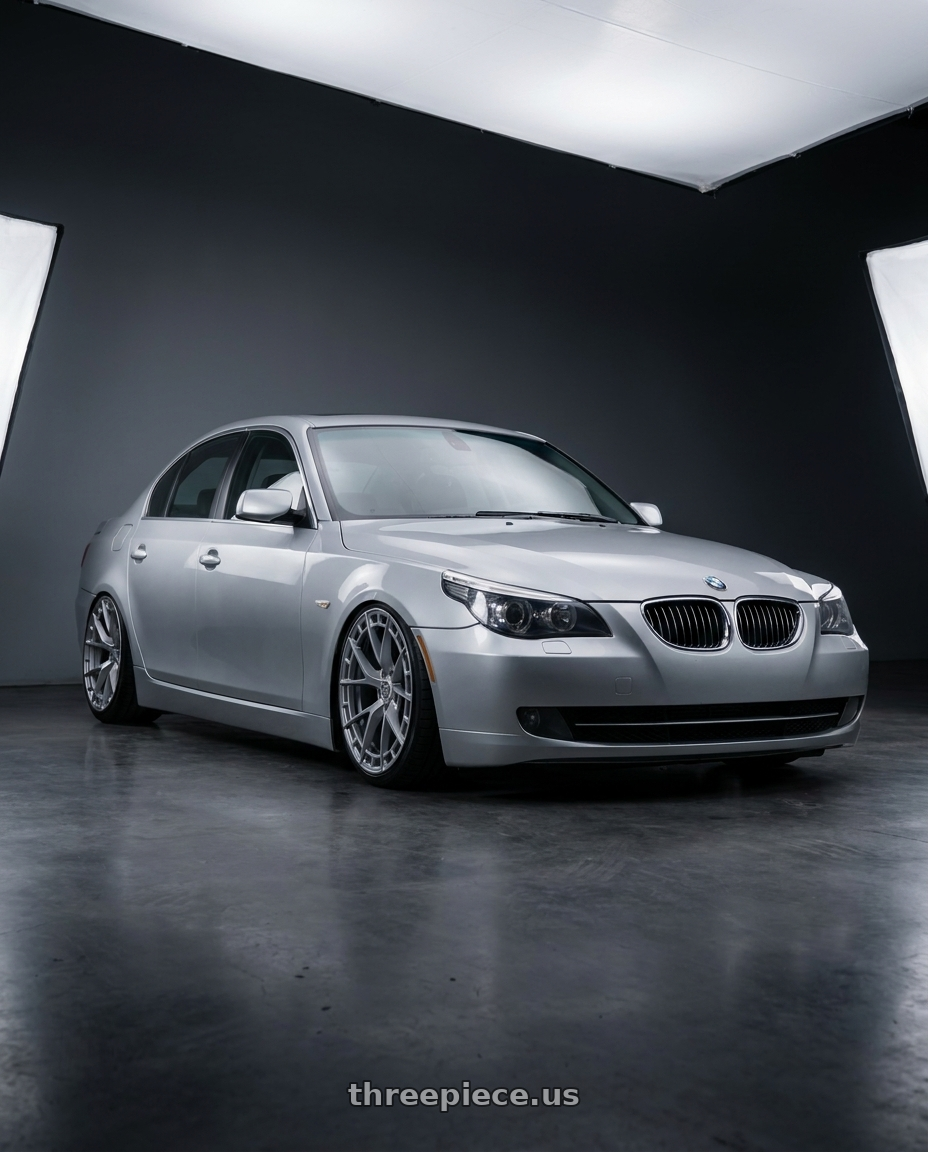 2007 Bmw e60 with TIS Motorsports 504S 5x114.3 17x7.5 +35 Gloss Silver wheels