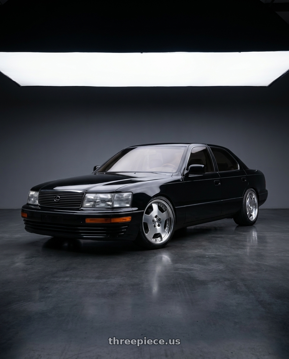 1994 Lexus ls400 with Work Lanvec Ld1 5x114.3 18x7.5+45 O Disk Machine Silver Polish wheels