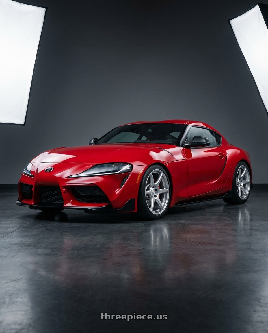 2023 Toyota GR Supra with Kansei K11S Tandem 5X112 19x10.5 22 Hyper Silver wheels