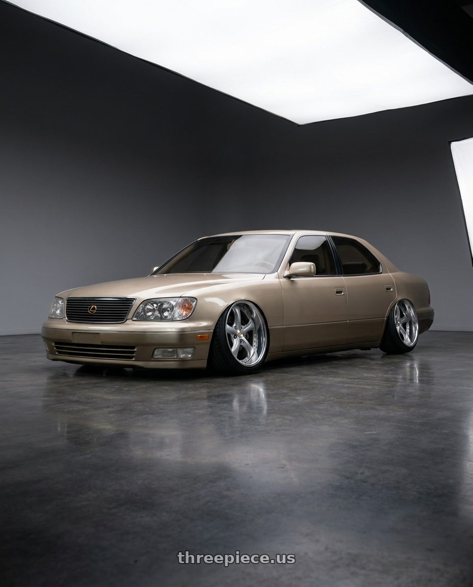 1999 Lexus Ls400 with Work Wheels VS-KF 5X114.3 19x8+40 Light Grey Silver A Disk FULL REVERSE wheels