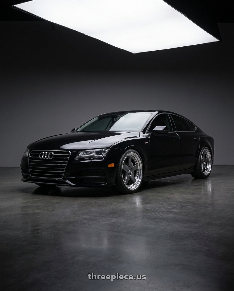 2012 audi A7 with Work Zistance W5s 5x112 20x9+35 w disk Brilliant Silver Black wheels