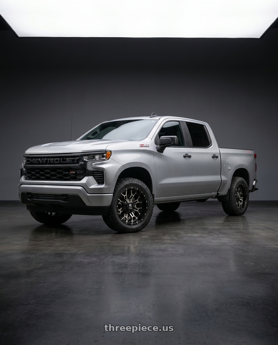 2026 Chevrolet Silverado 1500 with Fuel 1PC D561 CRUSH 5X114.3/5X127 17X9 +1 GLOSS MACHINED DOUBLE DARK TINT wheels