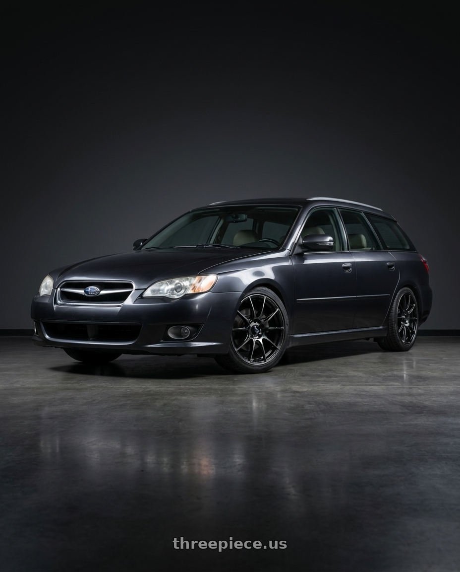 2009 Subaru Legacy 2 5i with WedsSport SA-25R 5x100 17x7.5+48 Weds Black Clear wheels