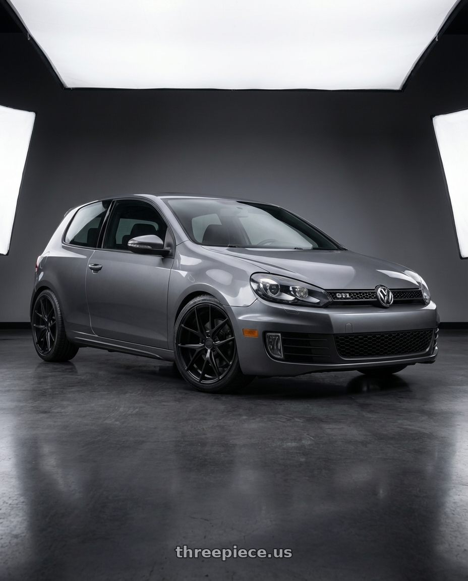 2013 Volkswagen GTI MK6 with Niche 1PC M117 MISANO 5X112 18X9.5 +48 MATTE BLACK wheels