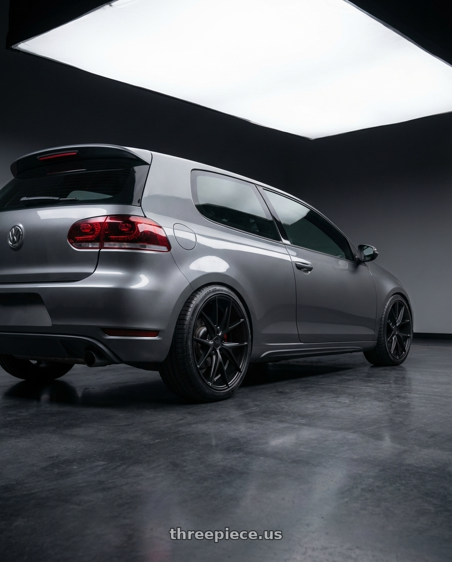 2013 Volkswagen GTI MK6 with Niche 1PC M117 MISANO 5X112 18X9.5 +48 MATTE BLACK wheels rear three quarter view square tires