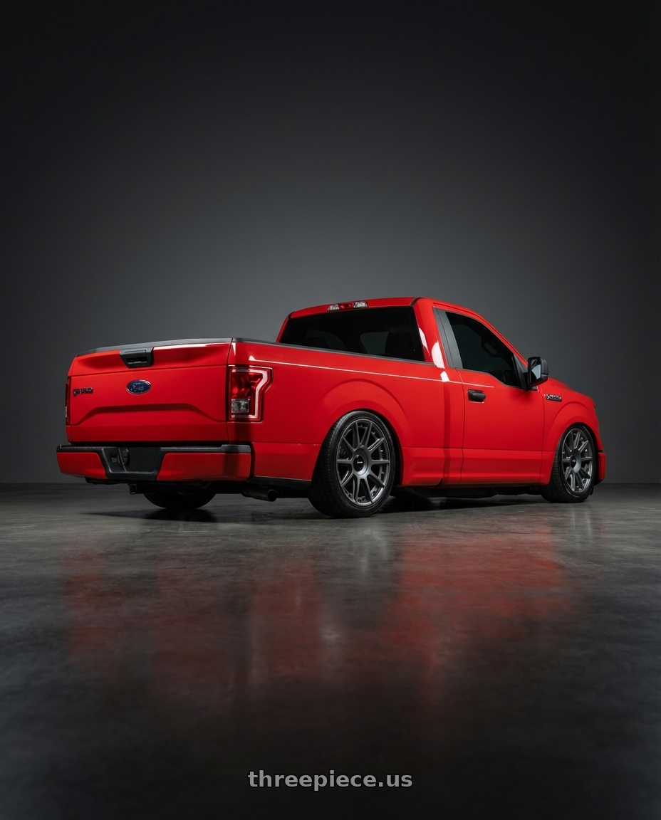 2016 feos f150 with Rotiform 741 5x114.3 22x12 +47 MATTE ANTHRACITE wheels rear three quarter view square tires