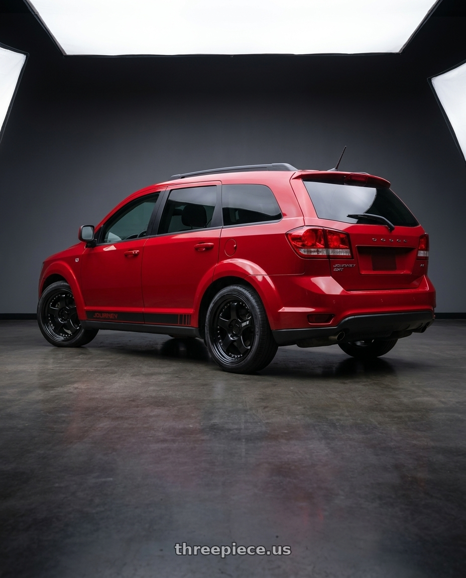 2017 Dodge Journey SXT with SSR Professor SP1 5x127 18X7.5+25 HP Disk Black wheels rear three quarter view slight stretch tires