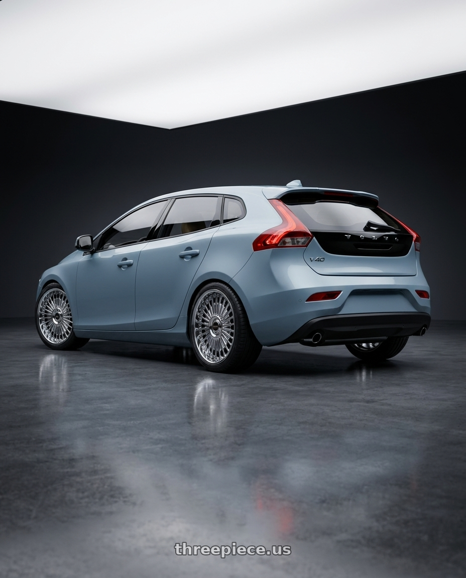 2019 Volvo v40 with Work Emitz wheels rear three quarter view square tires