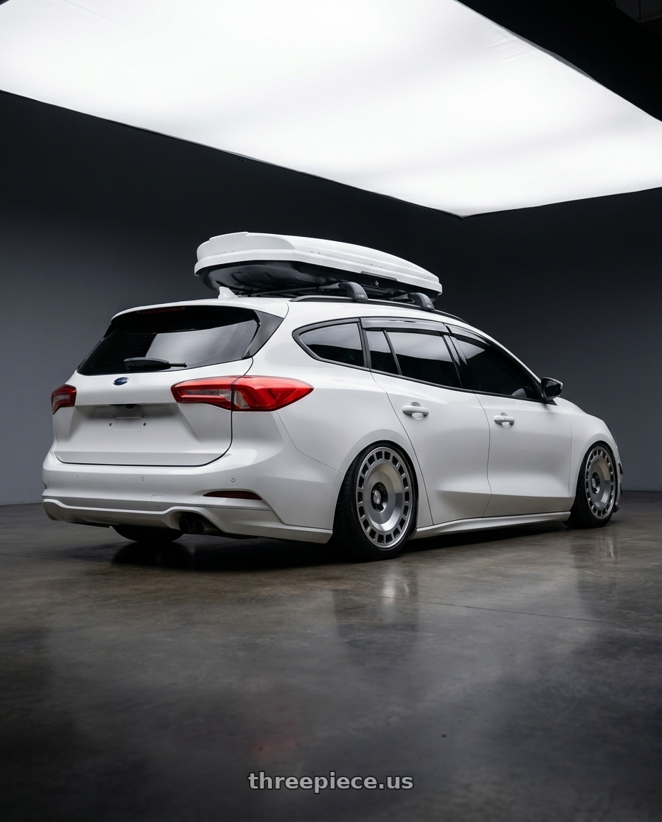2023 ford focus wagon with Rotiform ZBF 5x112 19x8.5 +45 Anthracite W/ Machined Face wheels rear three quarter view slight stretch tires
