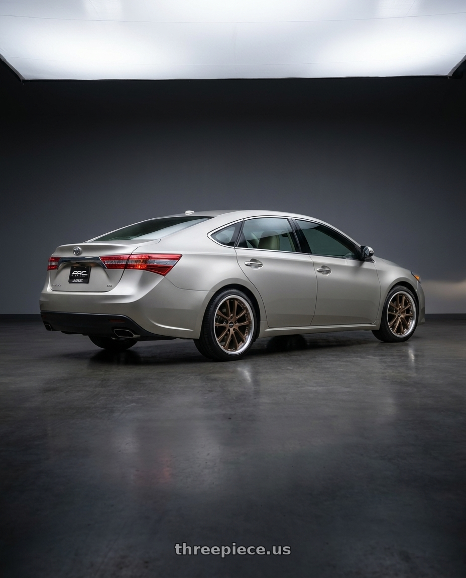 2013 toyota avalon with ARC AR5 5x114.3 18x8.5  +35 Bronze wheels rear three quarter view square tires