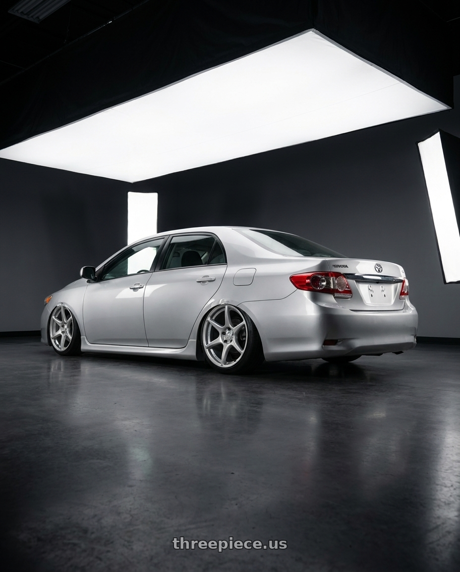 2012 Toyota Altis with Kansei K11S Tandem 5x114.3 19x9.5 22 Hyper Silver wheels rear three quarter view slight stretch tires