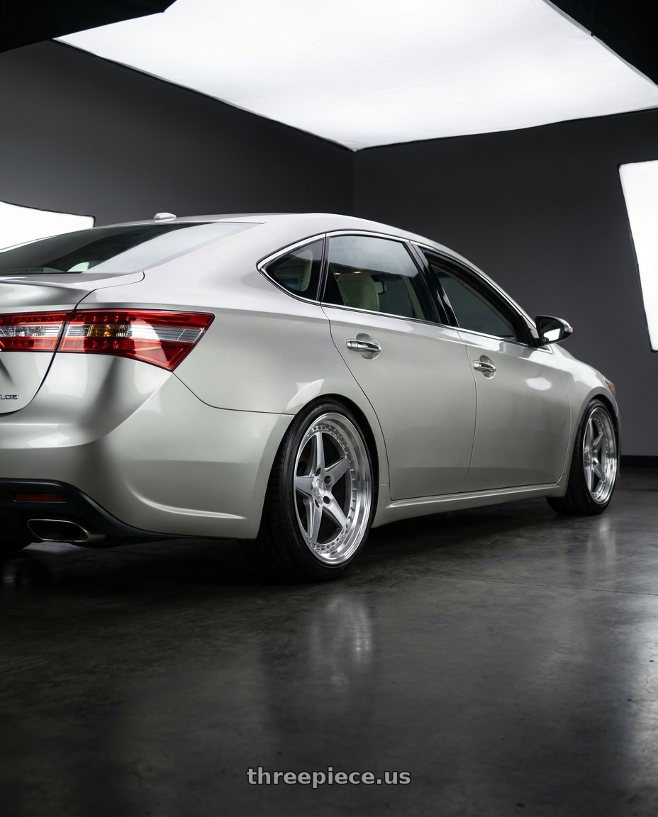 2013 toyota avalon with Aodhan DS05 5x114.3 18x9.5+30 Silver w/Machined Face wheels rear three quarter view slight stretch tires