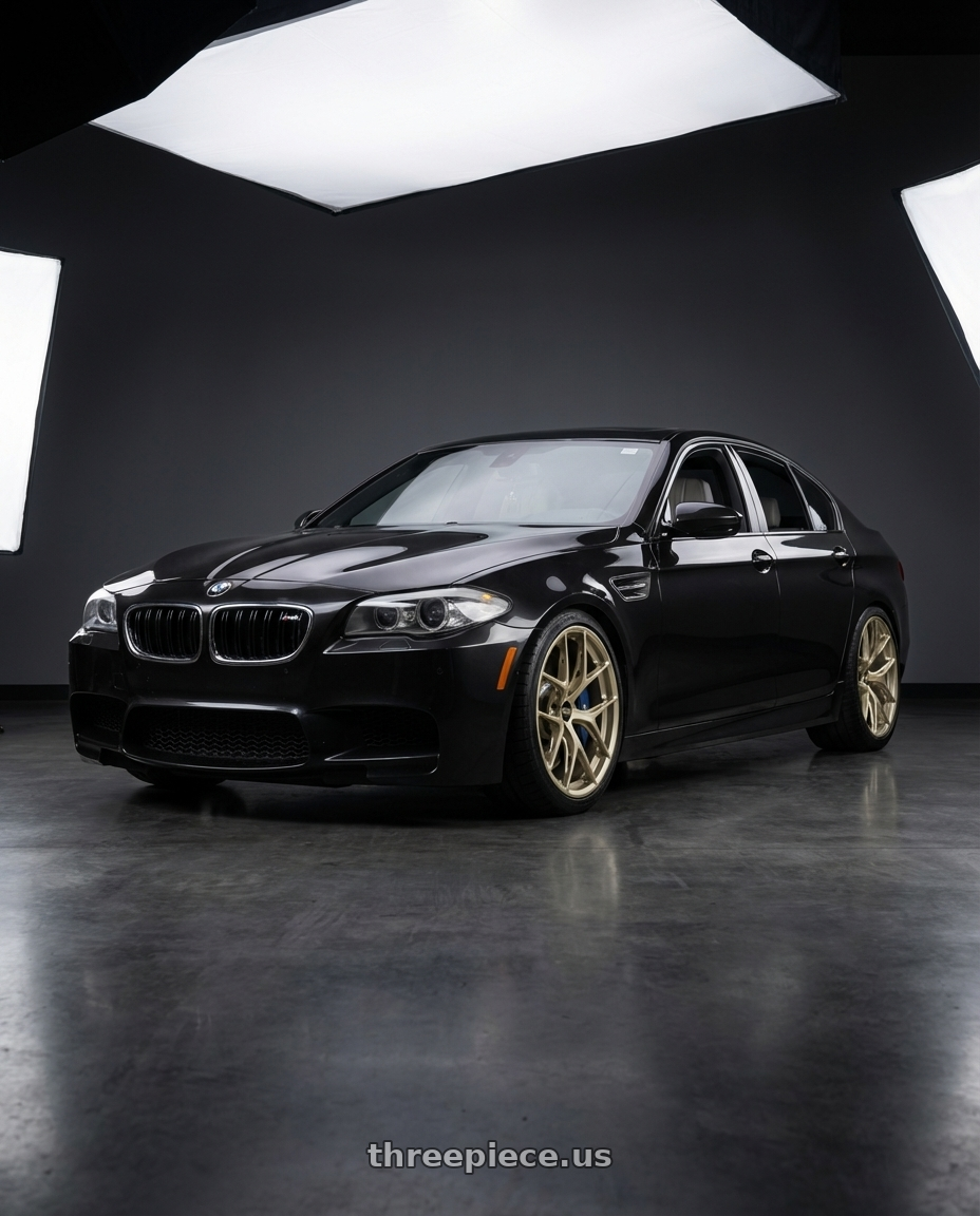 2013 BMW M5 Citrin Black Metallic with BBS FI-R Evo 5x112 19x9.5+15 White Gold wheels