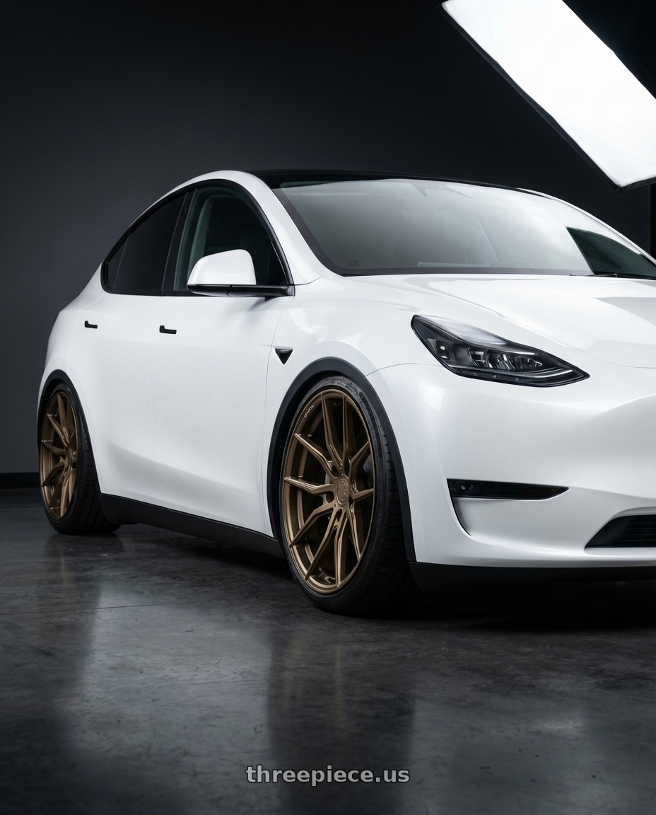 2024 Tesla Model Y with Aodhan AFF1 5x114.3 20x9+32 Matte Bronze wheels