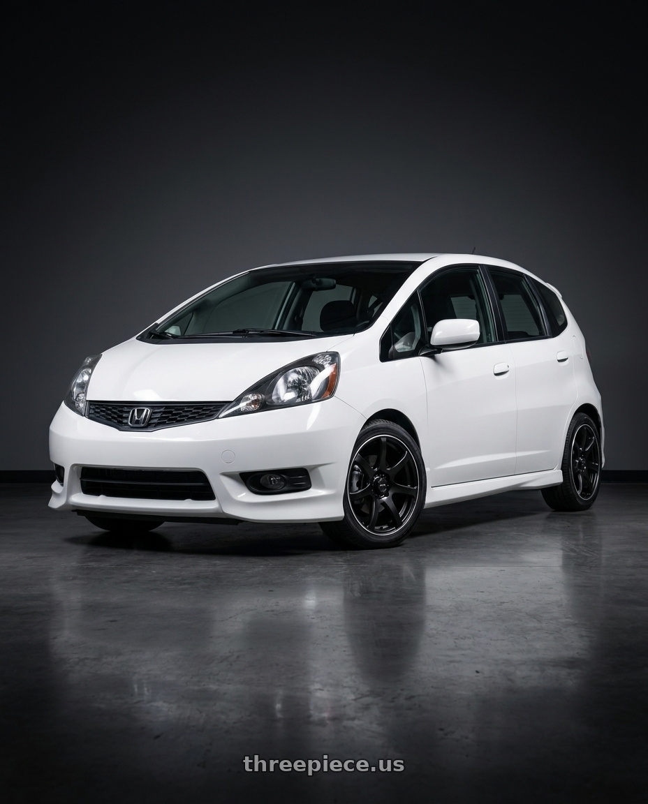 2012 Honda fit sport with RTX Ink 4x100 16x7 +40 Satin Black Machined Lip wheels
