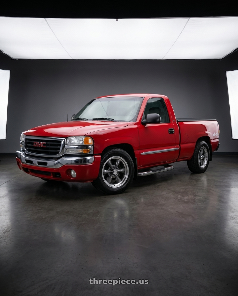 2004 gmc sierra 1500 fire with Vision American-Muscle 141H 6x139.7 17x8+19 Gunmetal Machined Lip wheels