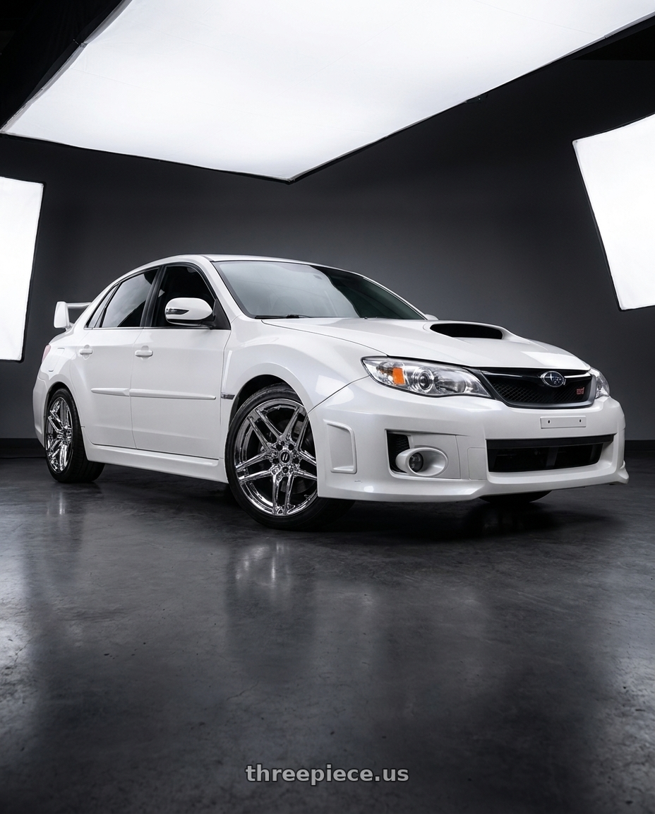 2013 subaru wrx sti with HERITAGE WHEEL EBISU MONOC 5x120 19x9.5 +38 CHROME wheels