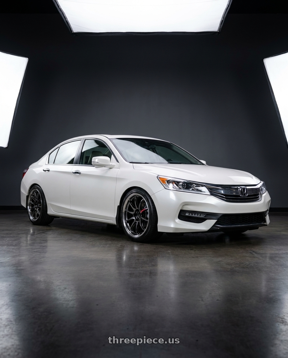 2016 honda accord with Work Emotion Zr10 5x100 18x8.5 +32 Glim Black Diamond Rim cut wheels
