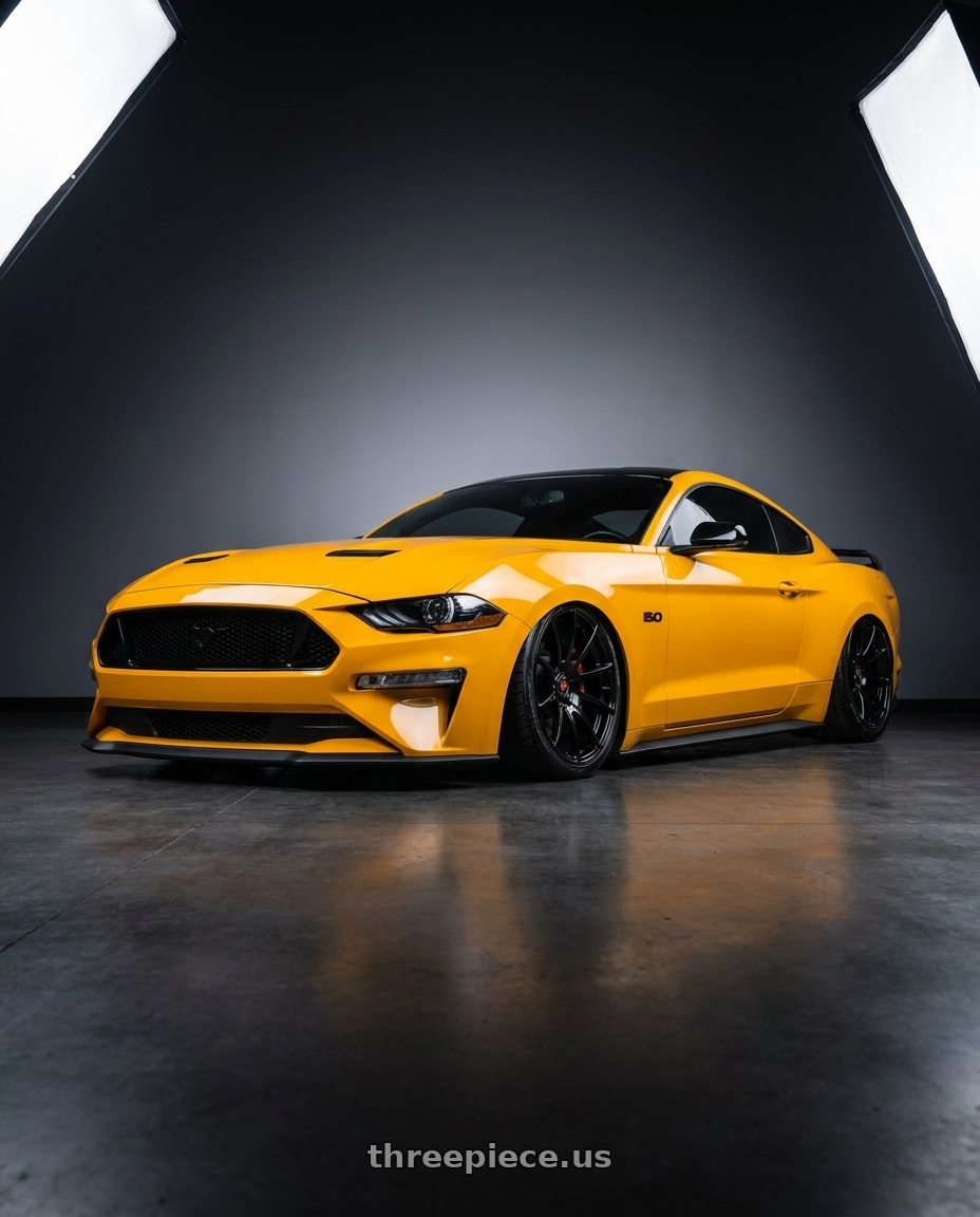 2020 ford mustang with Forgestar F14 5x114.3 19x11 +56 Gloss Black wheels