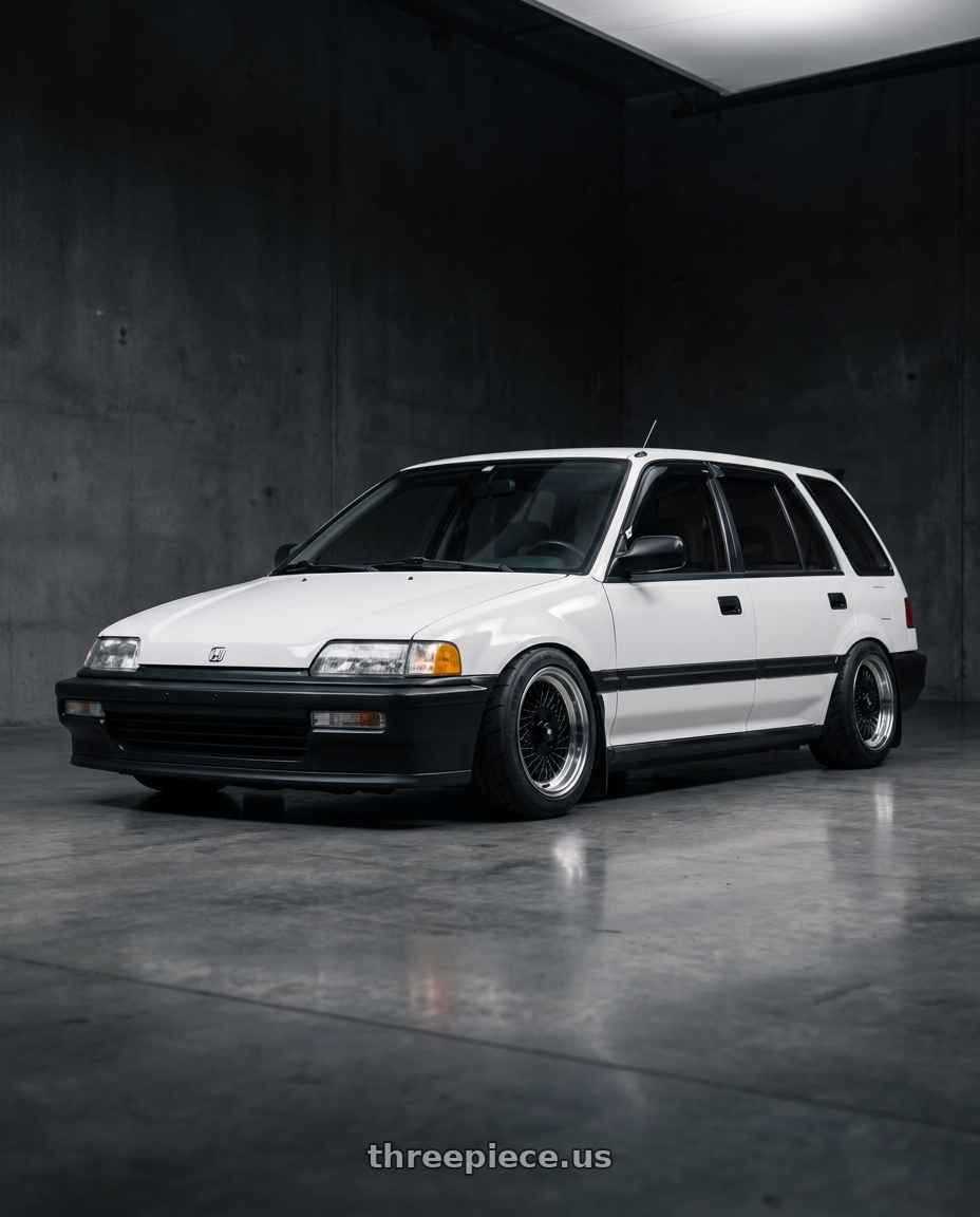 1991 Honda Civic Wagon with Enkei Enkei92 Classic Line 4x100 15x7+38 Black wheels