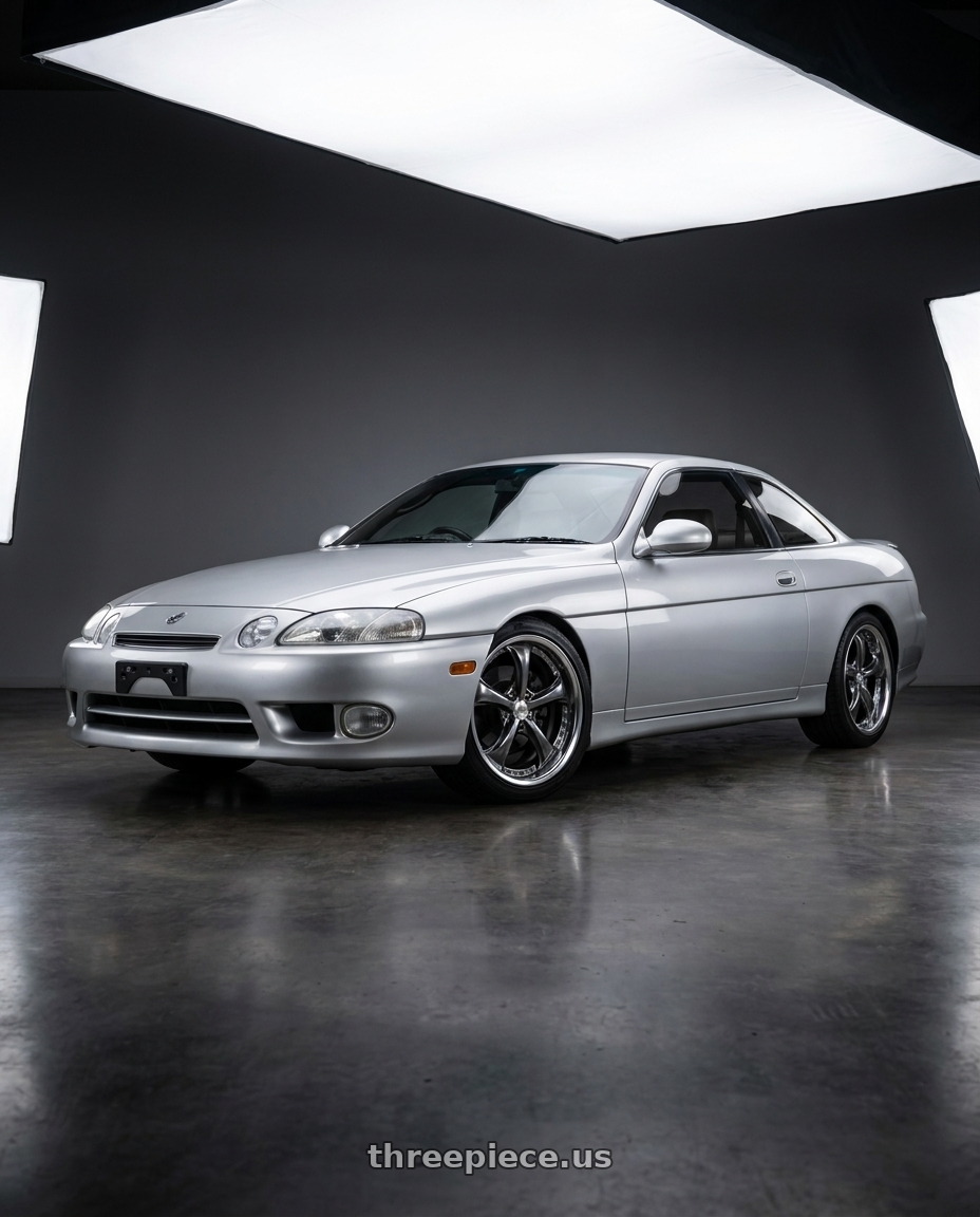 2000 Toyota soarer with Work Wheels VS-KF 5X114.3 19x8+15 Brilliant Silver Black A Disk FULL REVERSE wheels
