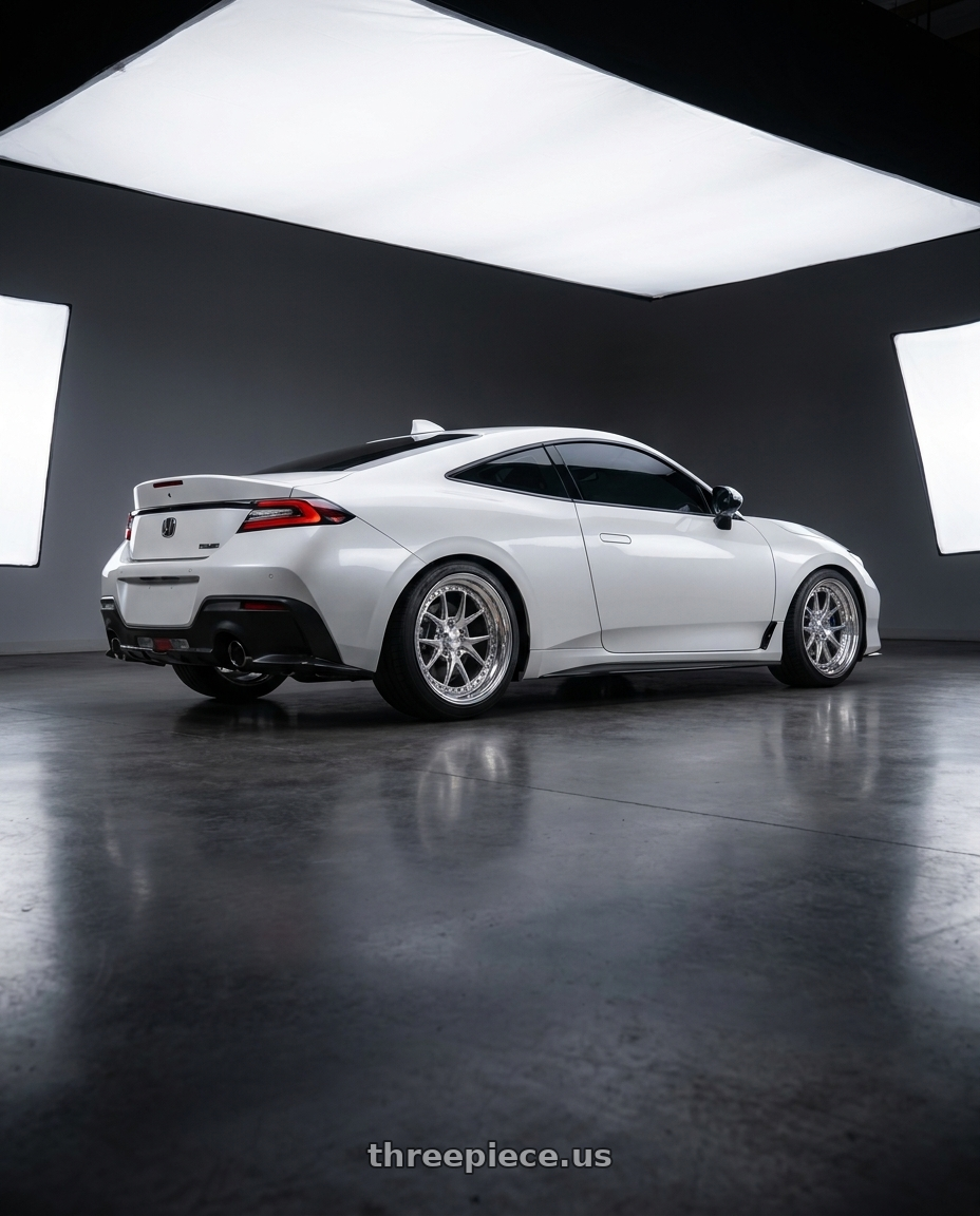 2026 Honda Prelude with CCW CZ05 5x120 19x8.5 +60 Polished wheels rear three quarter view square tires