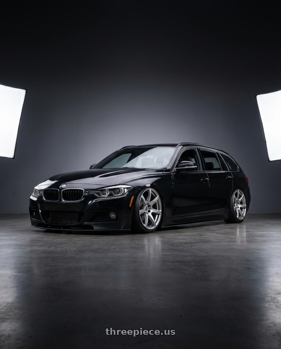 2018 BMW 330ix sports wagon with Work Emotion T7r 5x120 18x9.5 +38 Gt Silver wheels