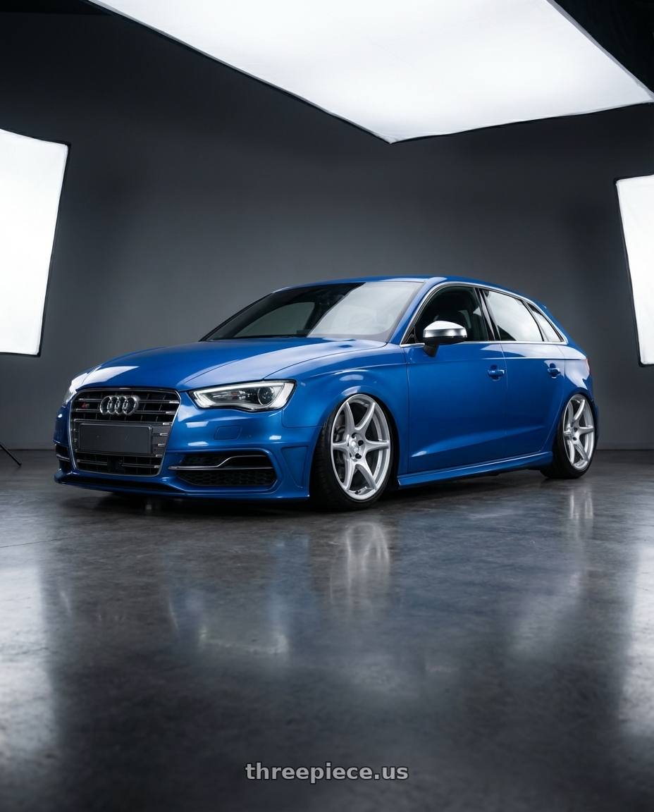 2019 Audi S3 8V with Kansei K11S Tandem 5X112 19x9.5 22 Hyper Silver wheels