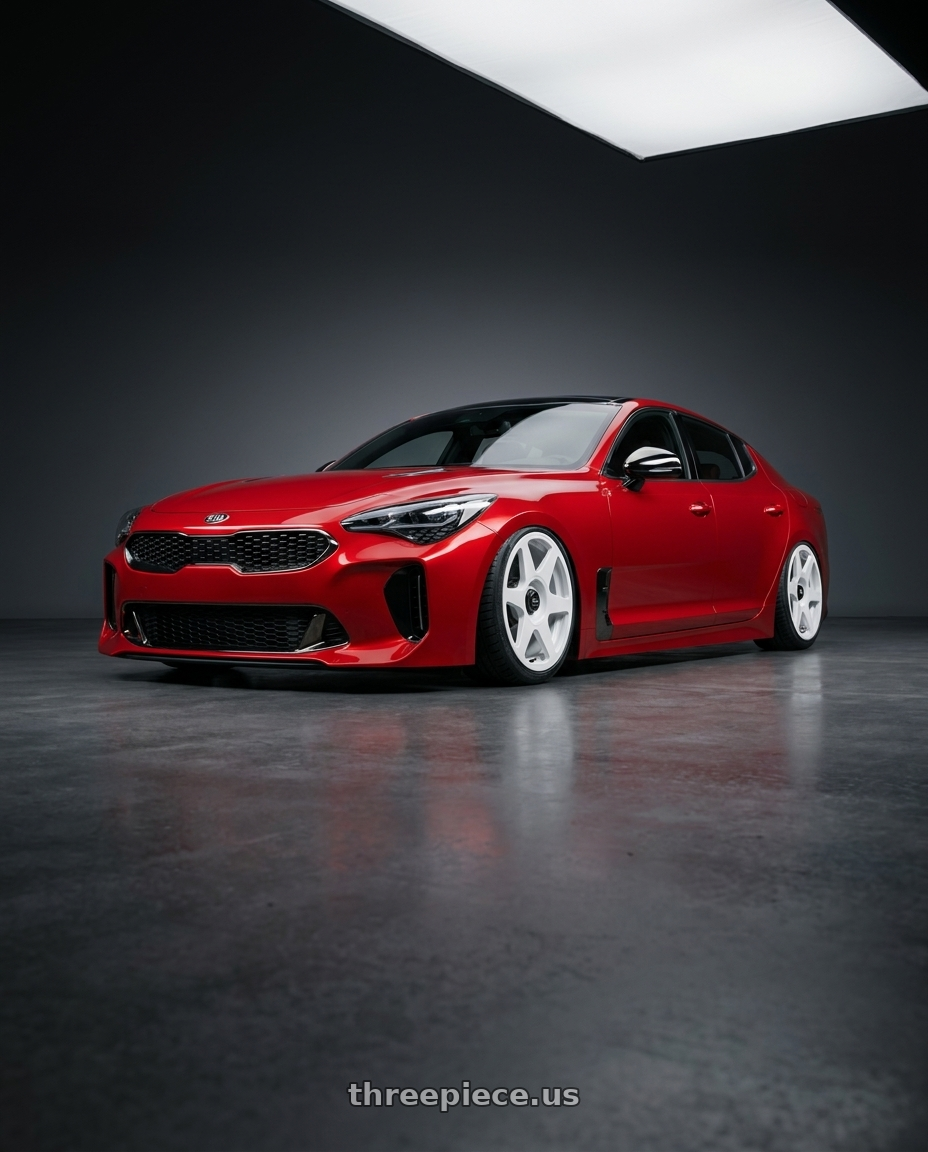 2022 Kia Stinger GT with fifteen52 TARMAC EVO 5x114.3 / 5x120 19x8.5 +35 RALLY WHITE (GLOSS WHITE) wheels