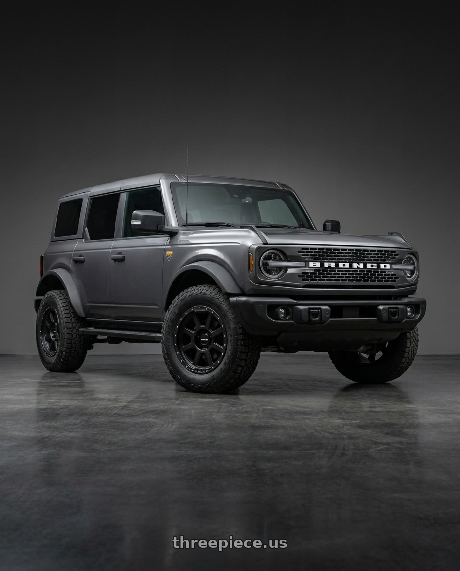 2023 Ford Bronco Badlands with Vision Off-Road 350 Ojos 6x139.7 17x9+12 Satin Black wheels