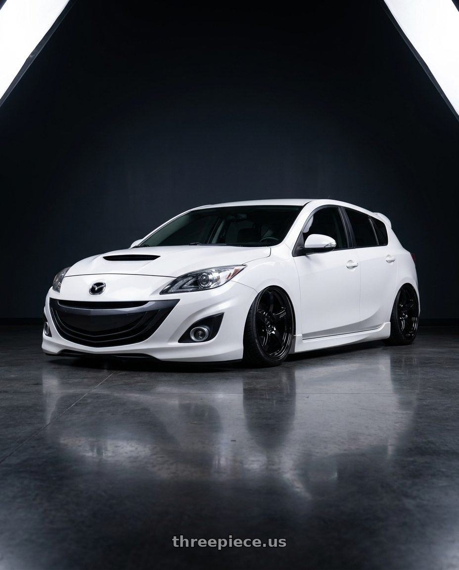 2012 Mazda Mazdaspeed3 with Gram Lights 57CR 5x114.3 18x9.5+22 Glossy Black wheels
