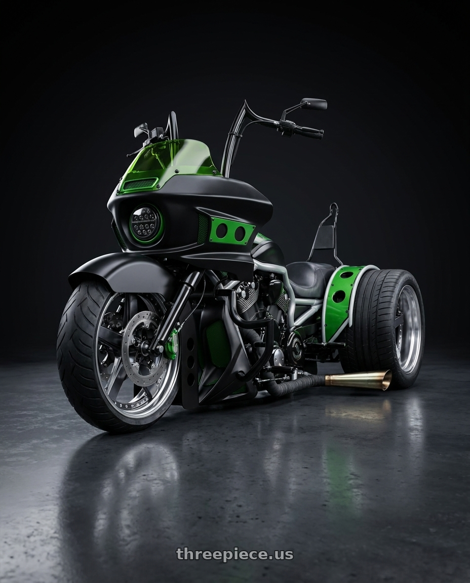 2002 custom trike with Work Zeast Black Label Bst2 5x100 19x9+0 H Disk Brilliant Silver Black wheels