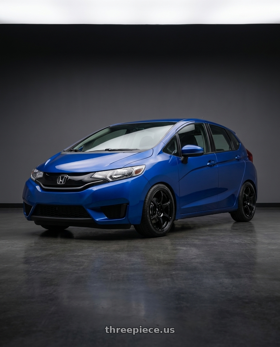 2015 Honda Fit Bule with Advan RGIII 4x100 18x7.0+42 Gloss Black wheels