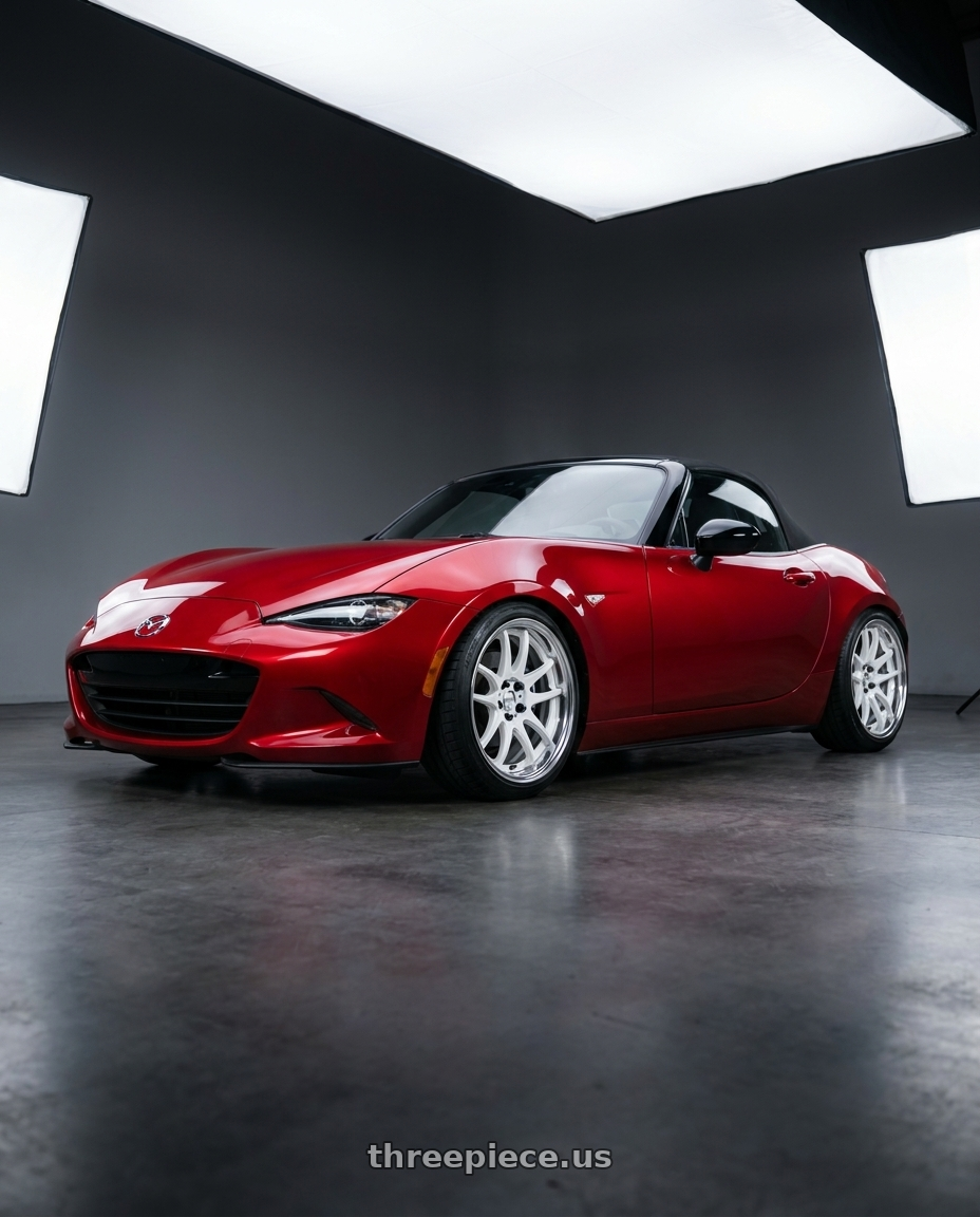 2024 mazda mx5  with Work Cr 2P 4x100 17x8.0 +38 Gloss White wheels