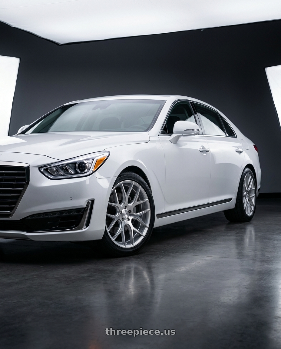 2018 genesis g90 ultimate with DOLCE PERFORMANCE MONZA 5x114.3 20x10 +40 Gloss Silver Machined Face wheels