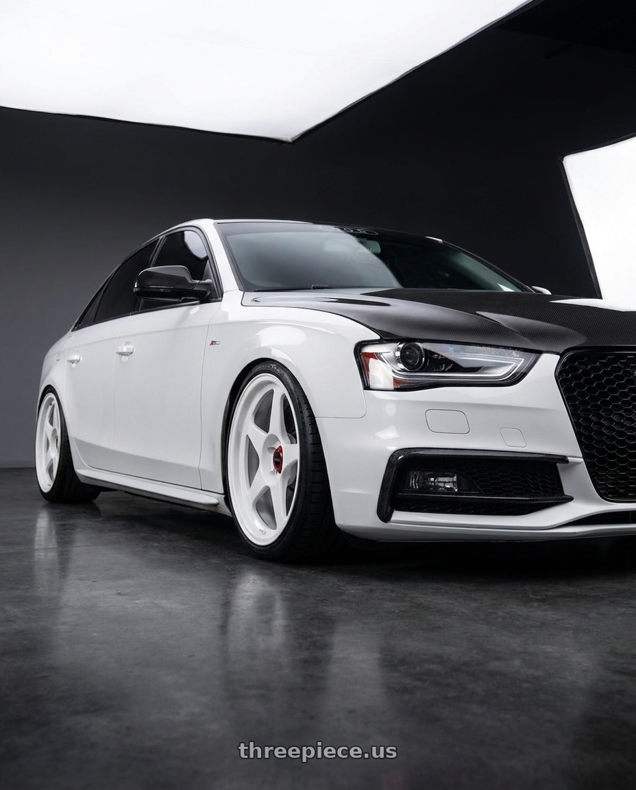 2014 audi a4 with R6061 Forged R1 5x112 18X8.5 +35 Championship White wheels
