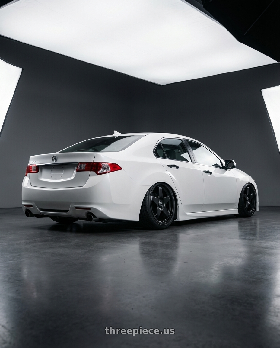 2013 Acura TSX with fifteen52 CHICANE 5x114.3 / 5x120 19x8.5 +35 ASPHALT BLACK (SATIN BLACK) wheels rear three quarter view slight stretch tires