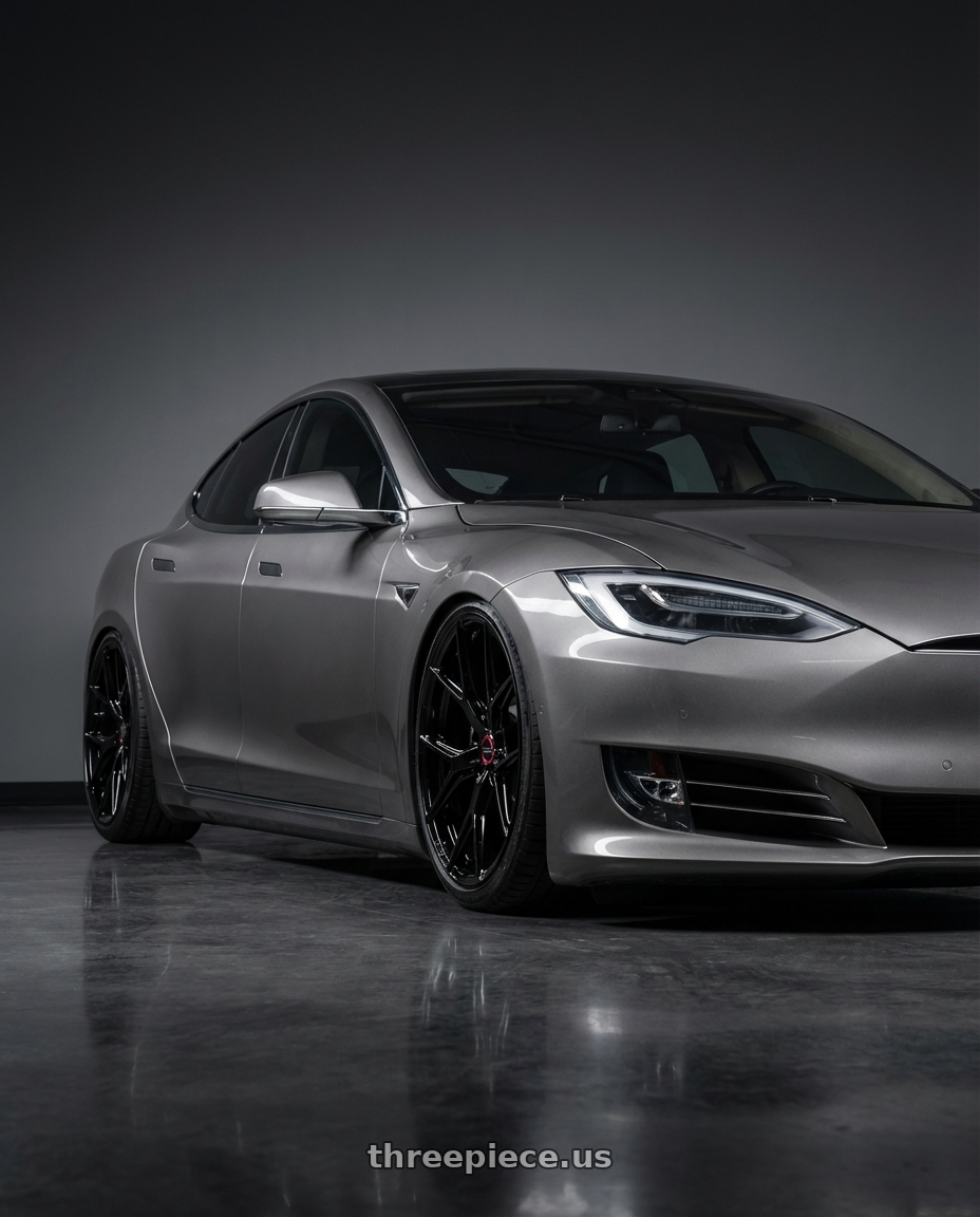 2018 Tesla Model S with Vossen HF-5 21x12 / 5x120 / ET52 / Deep Face / 72.56 - Gloss Black Wheel - HF5-1B36 wheels