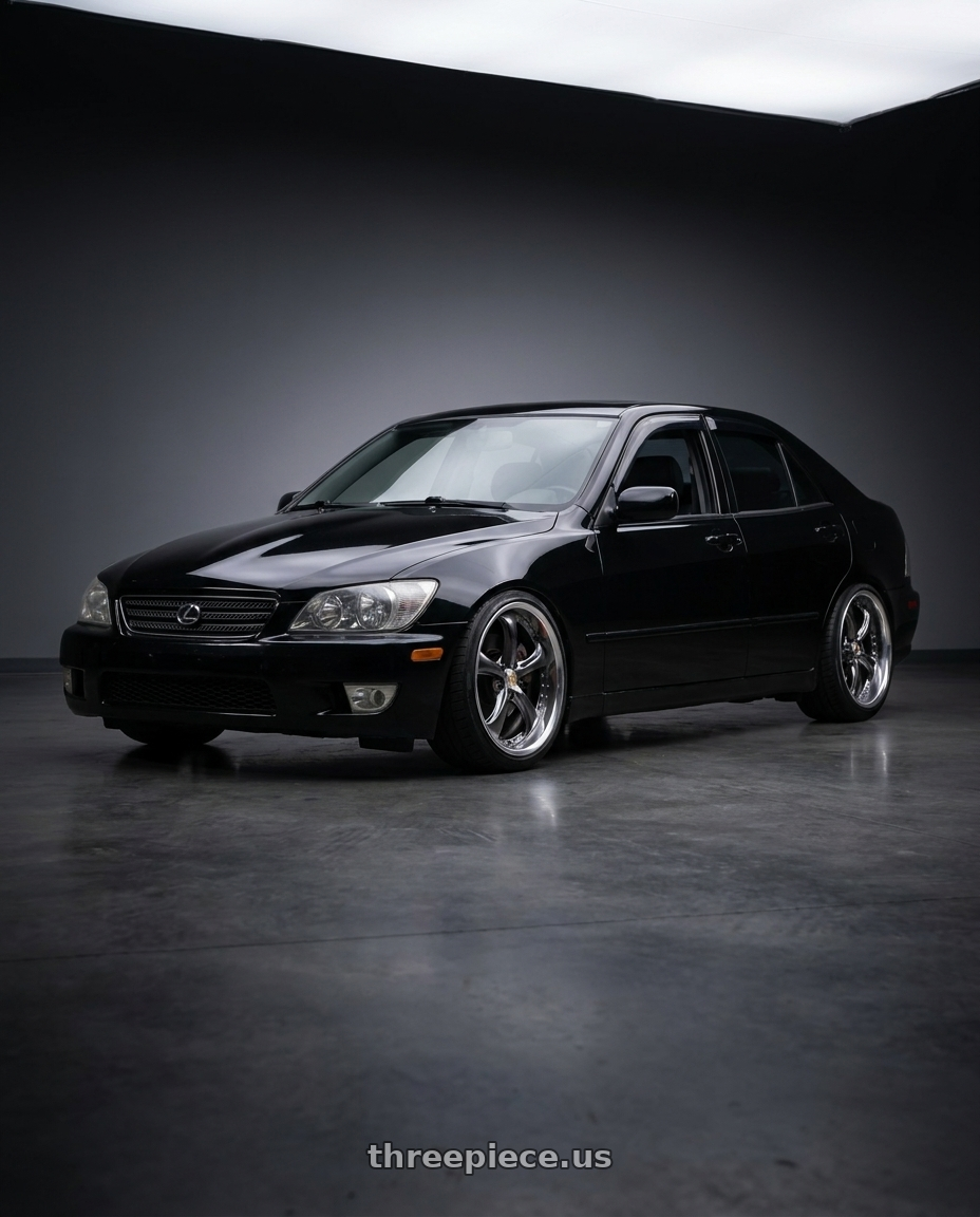2004 Lexus IS300  with Work Wheels VS-KF 5x114.3 18x9+40 Brilliant Silver Black A Disk FULL REVERSE wheels