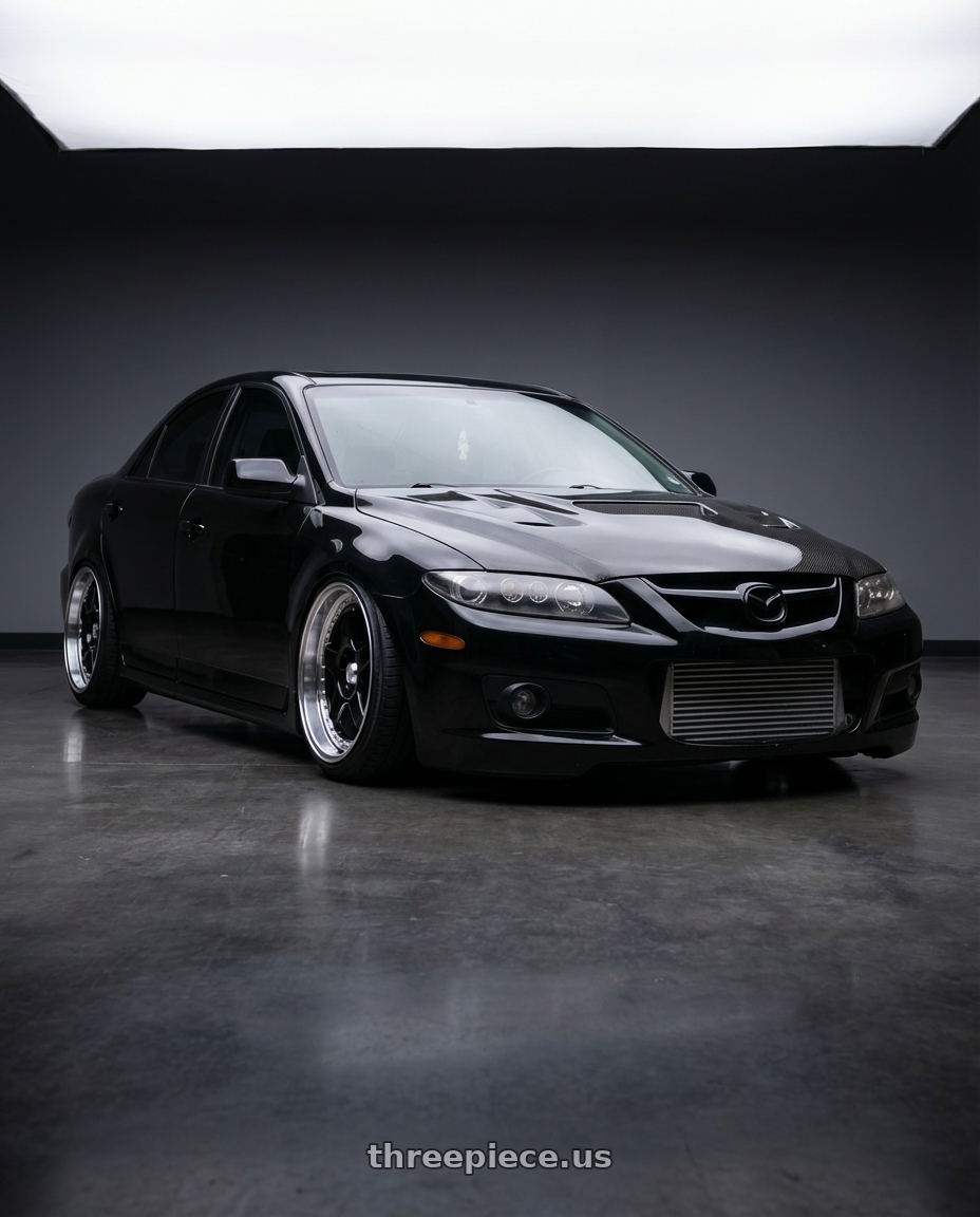 2006 Mazda, Mazdaspeed 6, Grand Touring, Black with Konig SSM 5x114.3 18x8+35 Gloss Black w/ Machined Lip wheels