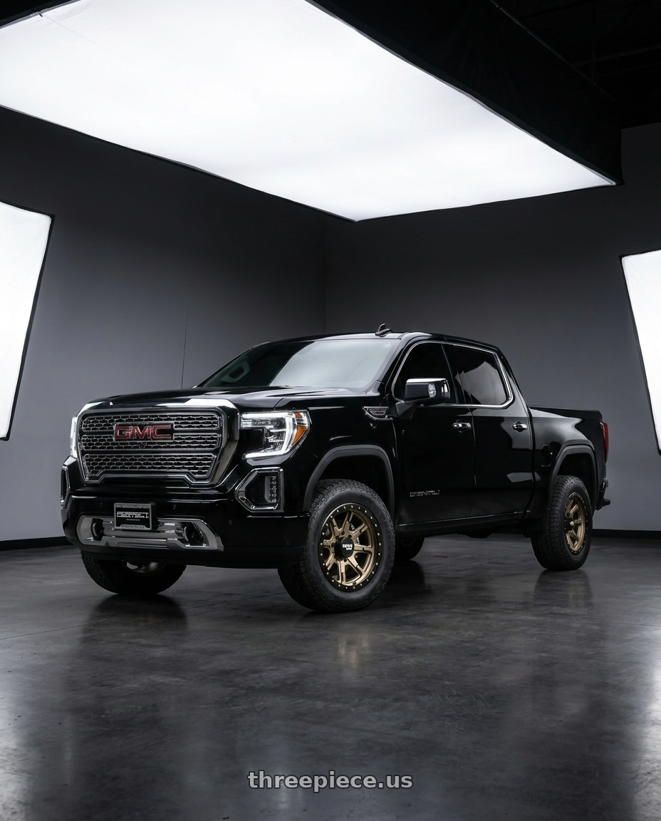 2021 GMC Sierra 1500 AT4 with Dirty Life Dt-1 9303 6x139.7A 17x9-12 Satin Gold W/Simulated Ring wheels