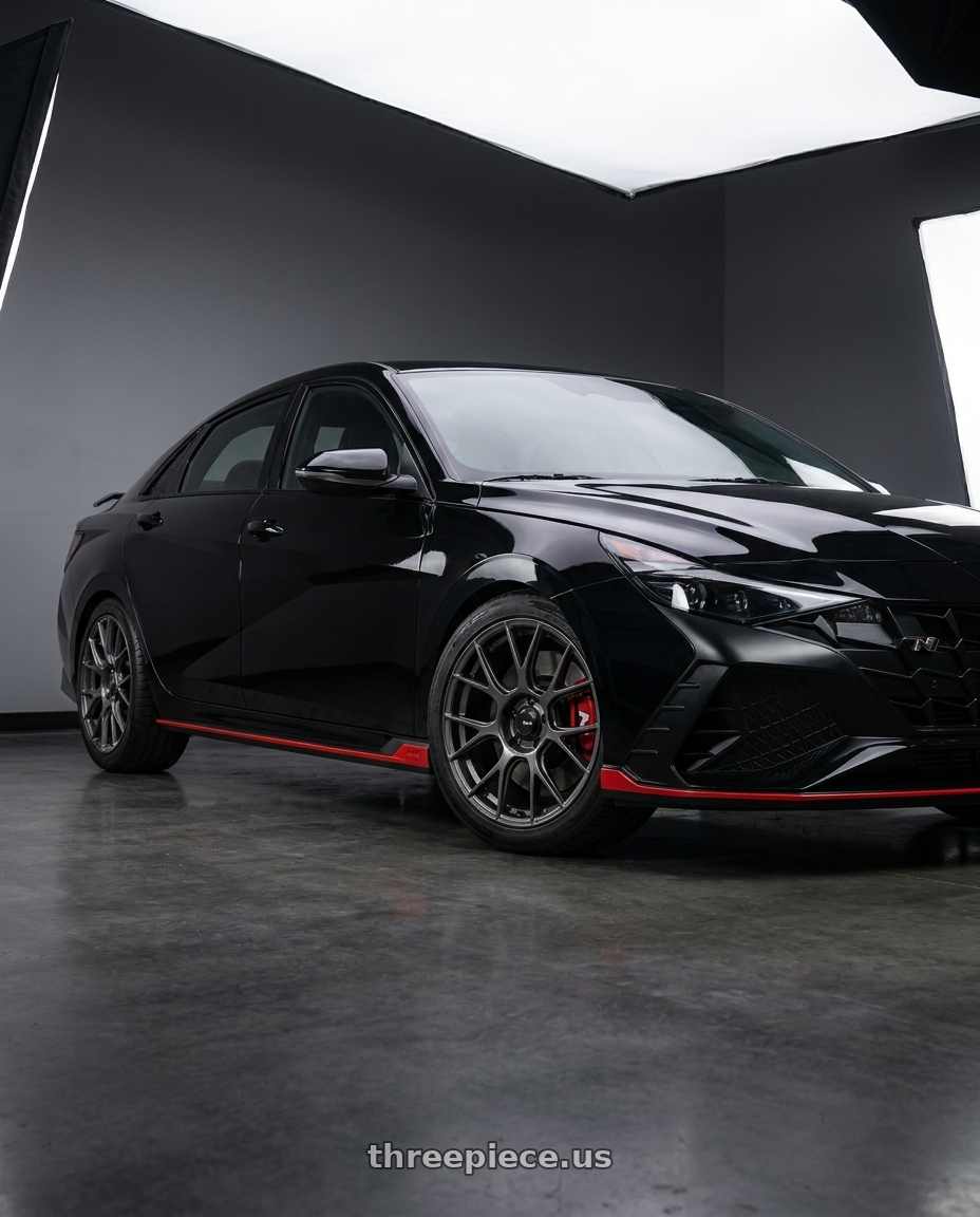 2022 Hyundai Elantra N with Konig Ampliform 5x114.3 18x8.5+45 Dark Metallic Graphite wheels
