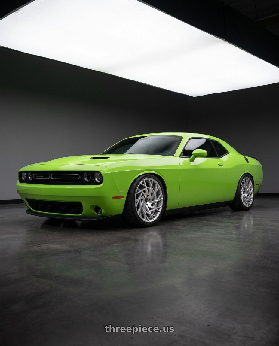 2023 dodge challenger with Strada Nido 5x115 22x9 +15 Brushed Face Silver wheels