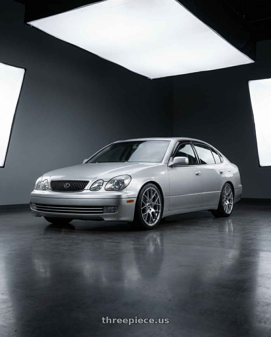 2001 Lexus GS300 with Enkei Raijin 5x114.3 18x9.5+35 Hyper Silver wheels