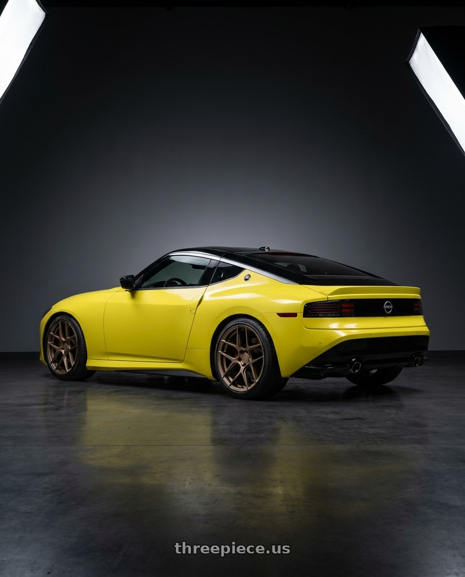 2024 Nissan Z with Aodhan AFF2 5x114.3 19x9.5+35 Matte Bronze wheels rear three quarter view square tires