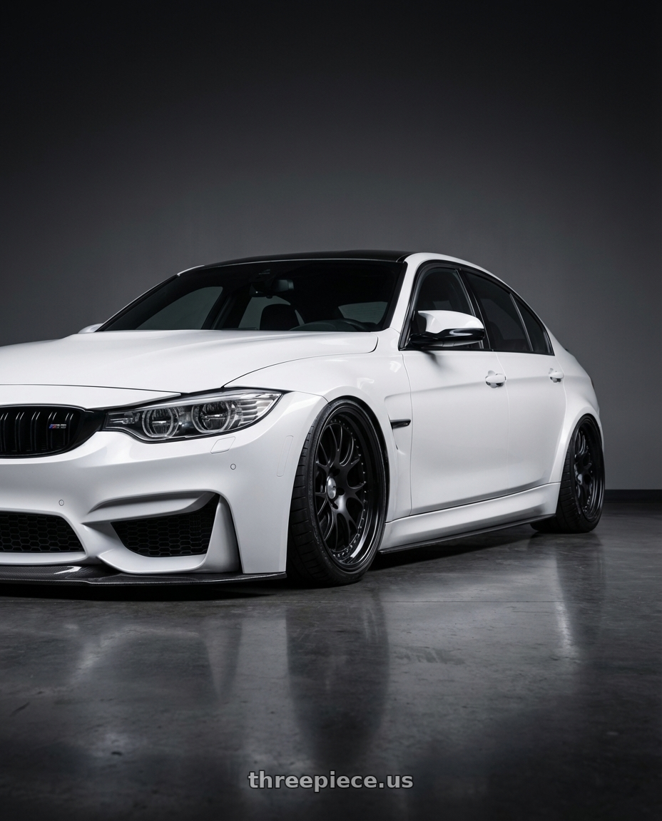 2018 BMW M3 with SSR Professor MS3 4x100 18x7+6 HP Disk Flat Black wheels