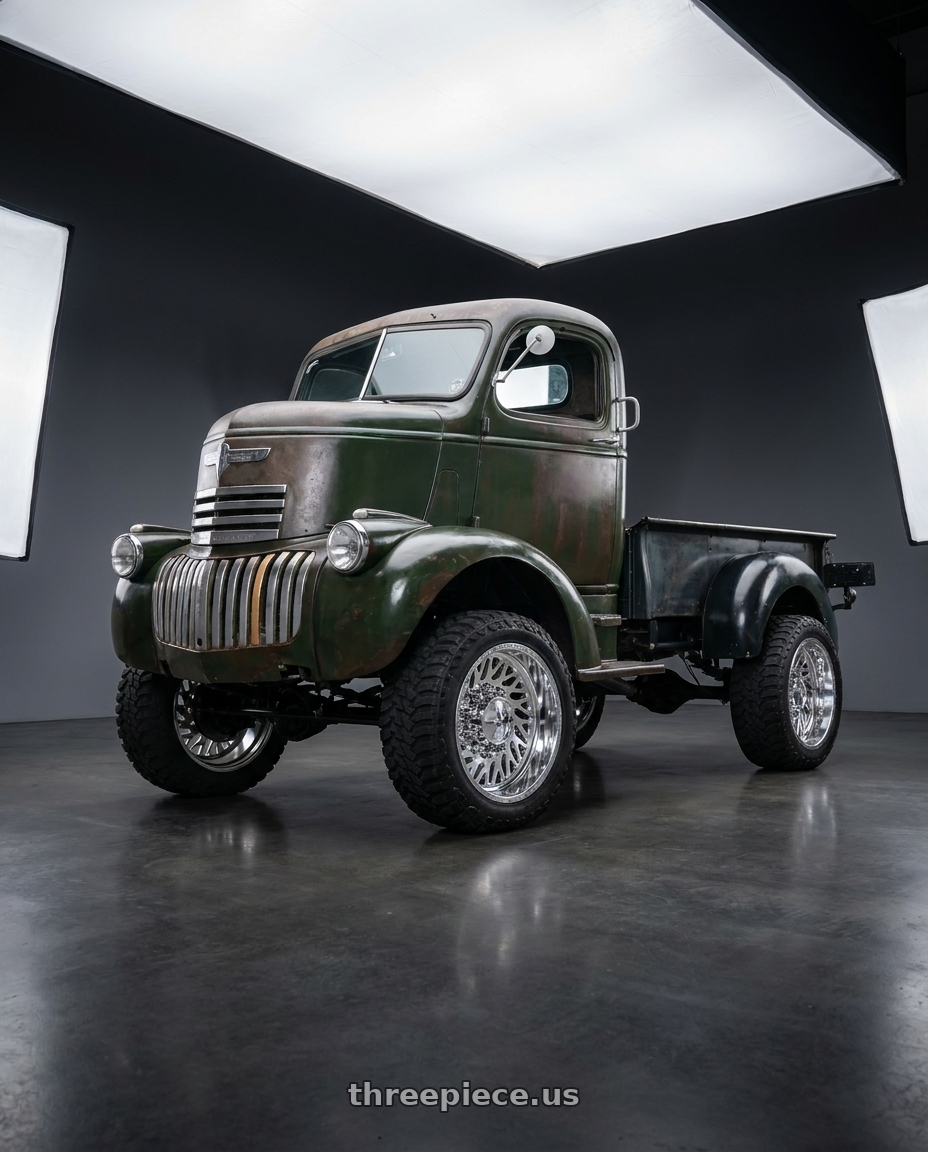 1942 Chevrolet COE Truck with American Force N19 TORSION CCSD 8x180 28x16 -106 Polished wheels